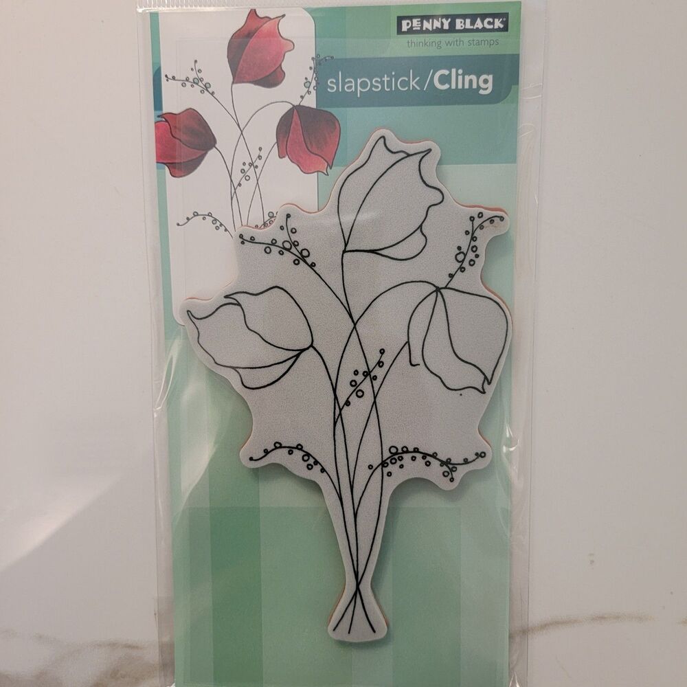 Penny Black DEMURE Flowers #40-375 Slapstick/Cling Rubber Stamp NEW